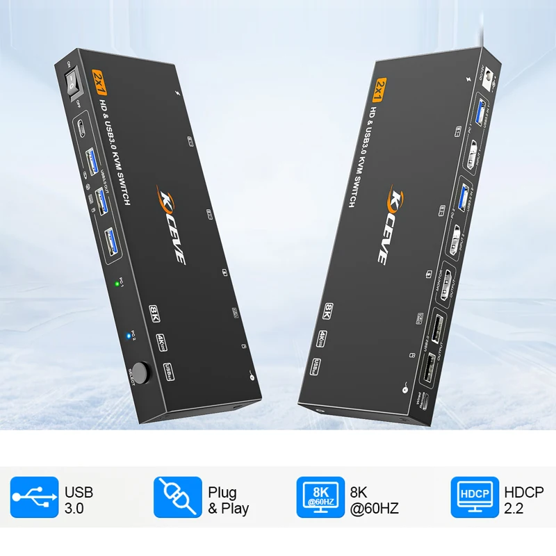 

USB-сплиттер-переключатель USB3.0/HDMI-совместимый KVM-переключатель расширенный экран KVM-сплиттер-удлинитель-сплиттер-адаптер док-станция 8K
