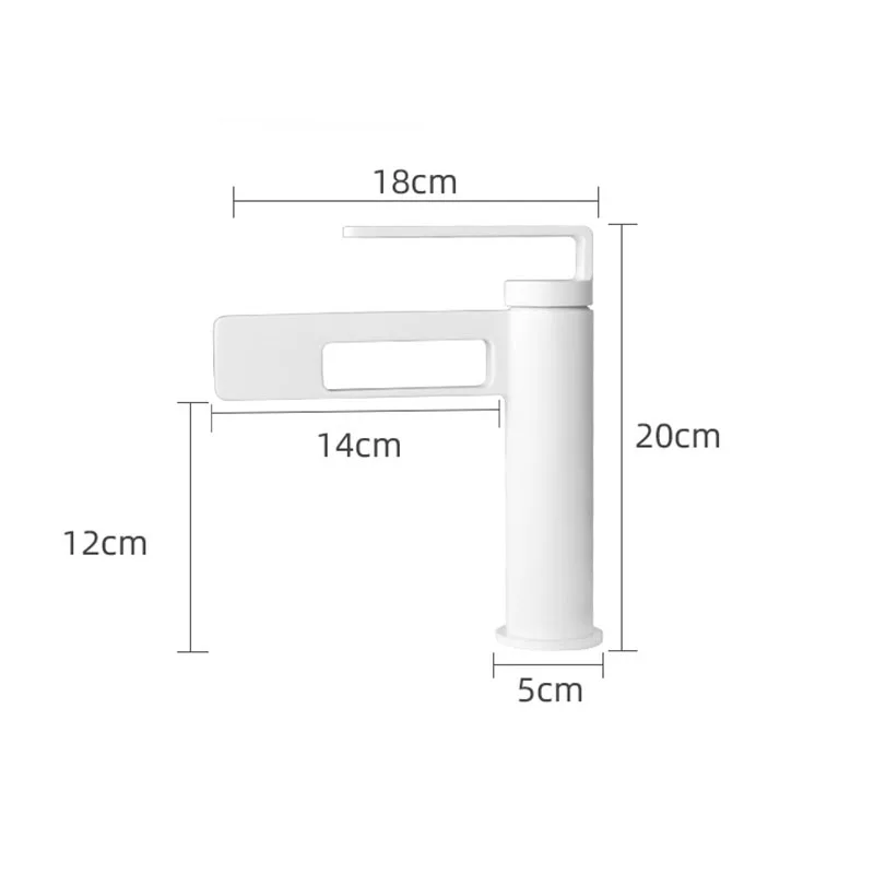 

White Creative Bathroom Basin Faucet Brass Hot and Cold Waterfall Single Handle Single Hole Deck-mounted Sink Faucet Gun Gray