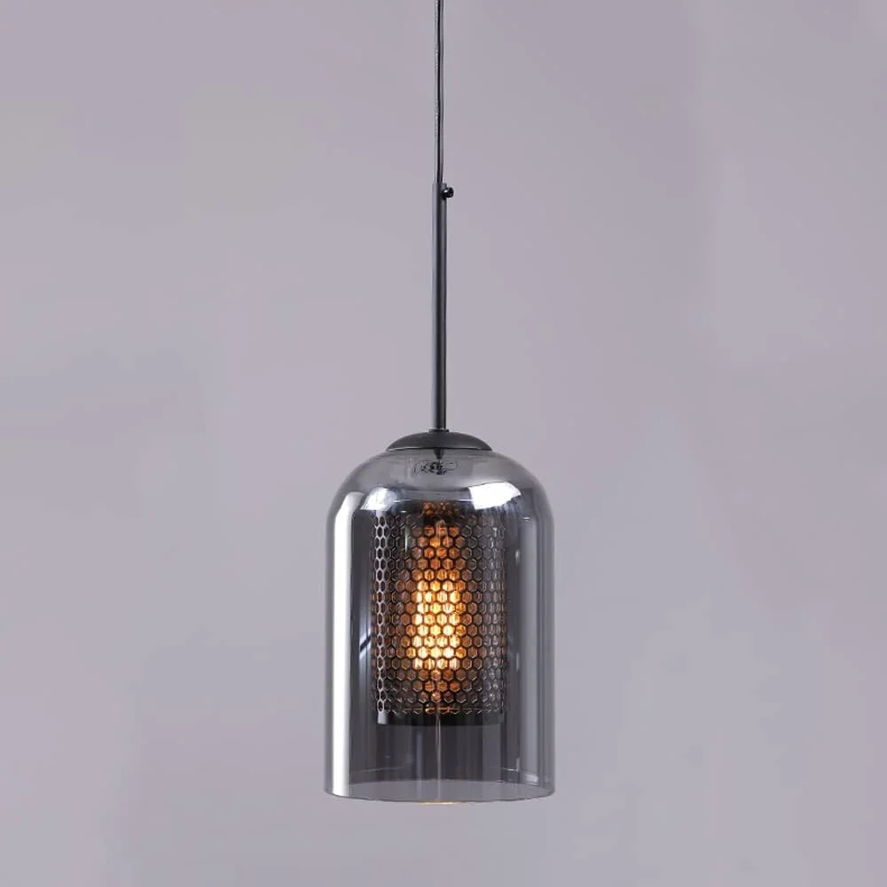 

Nordic Glass Pendant Light for Kitchen Island Chandelier Smoke Gray Hanging Lamp for Living Room Dining Room