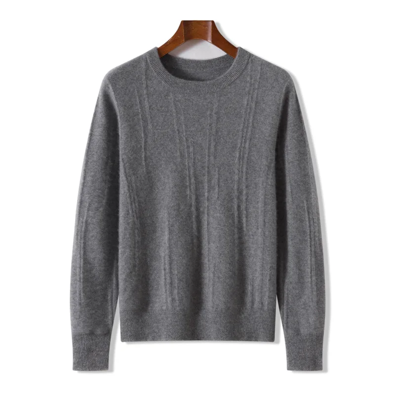 

Новый осенне-зимний шерстяной свитер, мужской вязаный свитер с круглым вырезом и длинными рукавами, однотонный, мягкий, теплый, базовый, рубашка, свитер