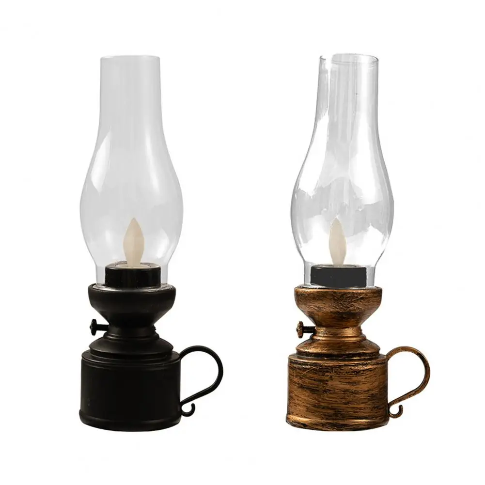 Attractive 80s Old-fashioned Electronic Kerosene Lamp Lightweight Electronic Oil Lamp Warm Light for Restaurant