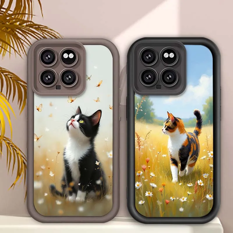 

Art Cat Popular Flower Phone Case For Xiaomi Mi 17 15 14 14T Redmi 13 13T 13C 12C 14C 12 12T Lite Pro 5G Eye Ladder