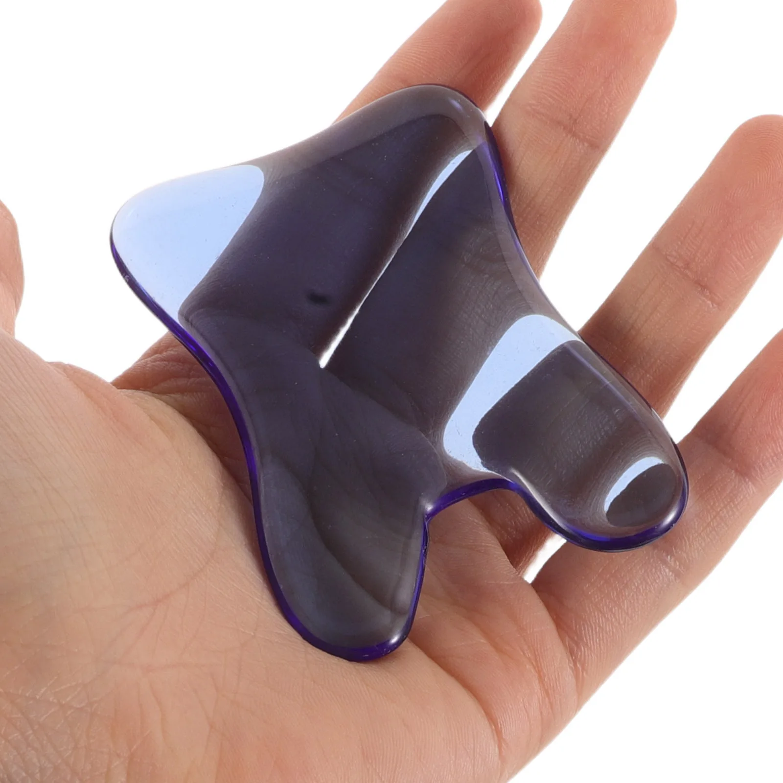 

Quadrilateral Blue Crystal Gua Sha Facial Massage Tool Cooling Effect Puffiness Relief Portable Face Contour Massager