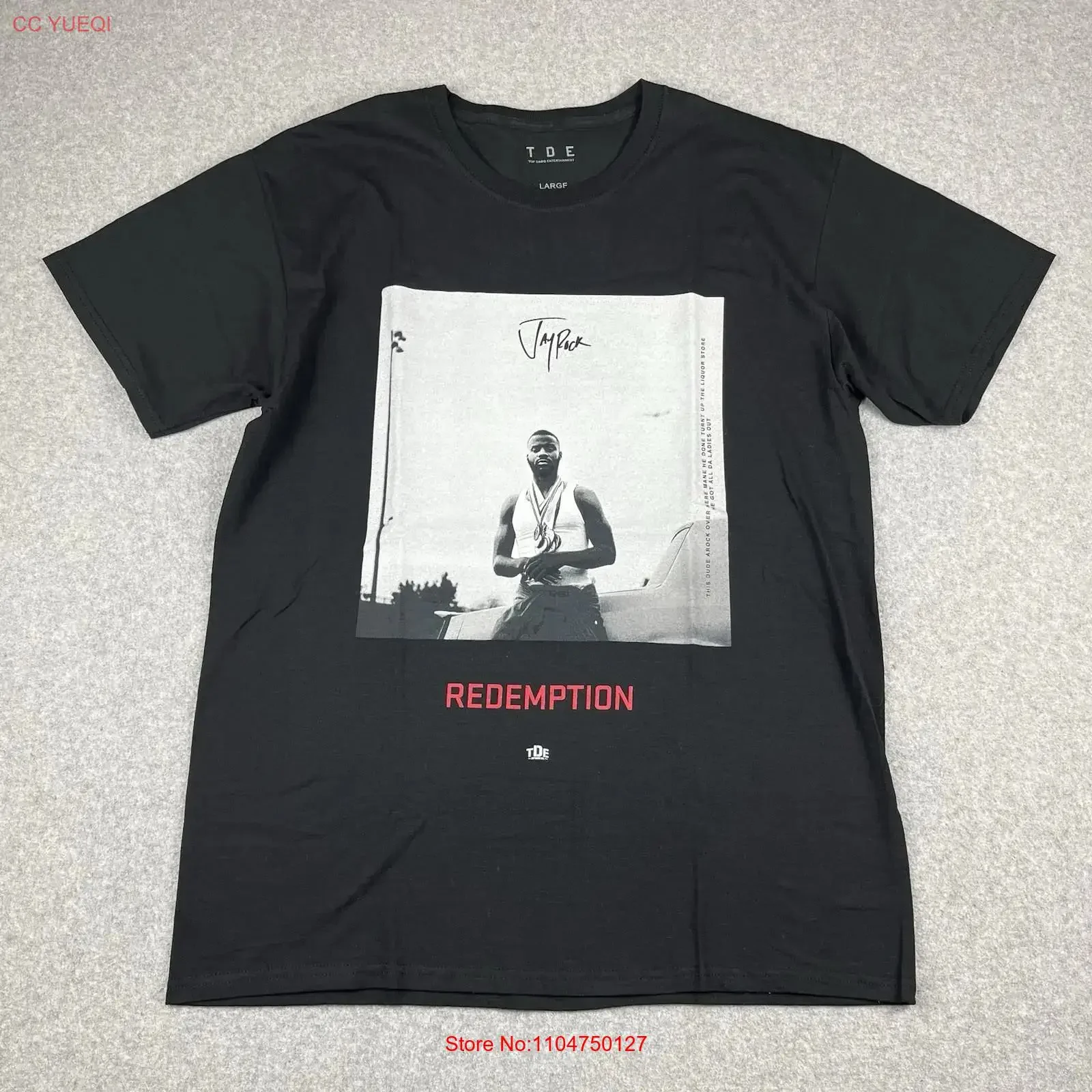 T-shirt Jay Rock TDE Top Dog Promo Rap Redemption Tour 2018 pour homme, taille L, style hip-hop vintage, décontracté, élégant, vêtements de créateur