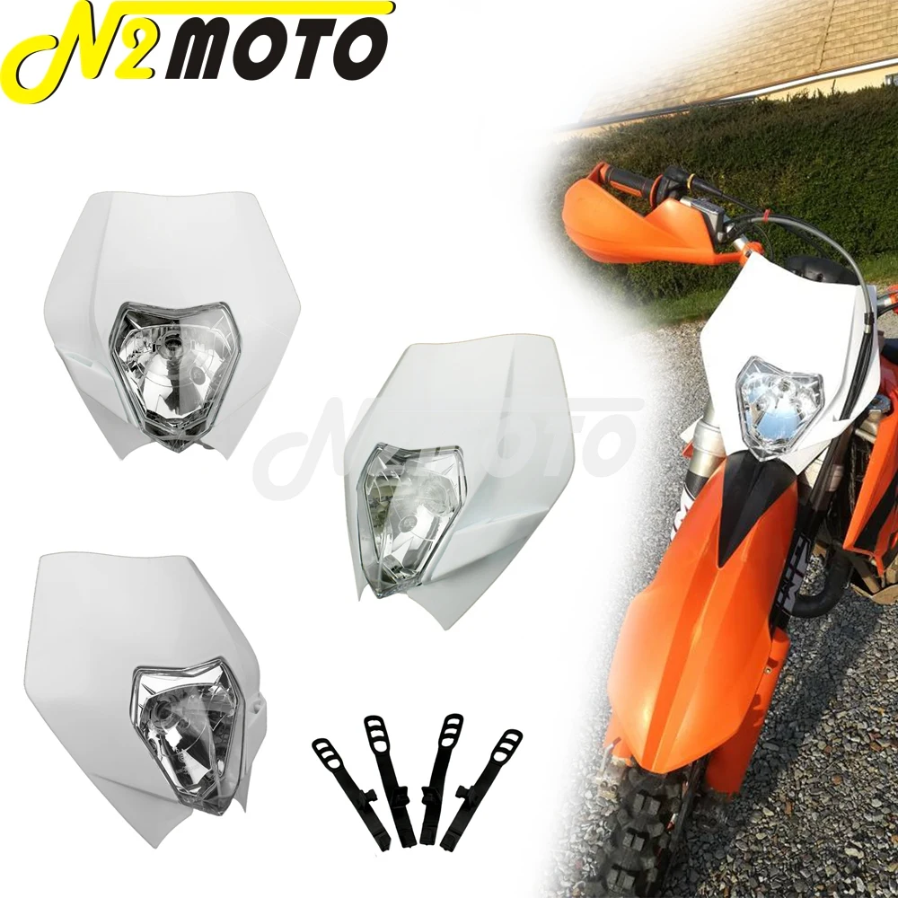 Off Road Supermoto White Headlight Front Lamp Motocross Head Light Dirt Bike For KTM Enduro EXC KLX CRM XR DRZ RMZ RM250 YZ WR