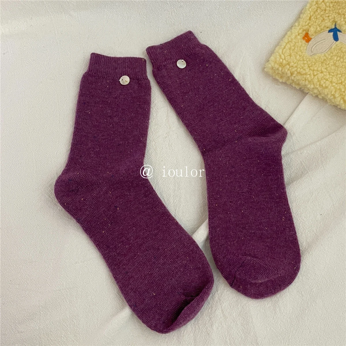 SP&CITY Colored Dotted Sheep Woolen Socks Women\'s Winter Warm Keeping Middle Tube Socks Casual Thick Korean Fashion Stockings