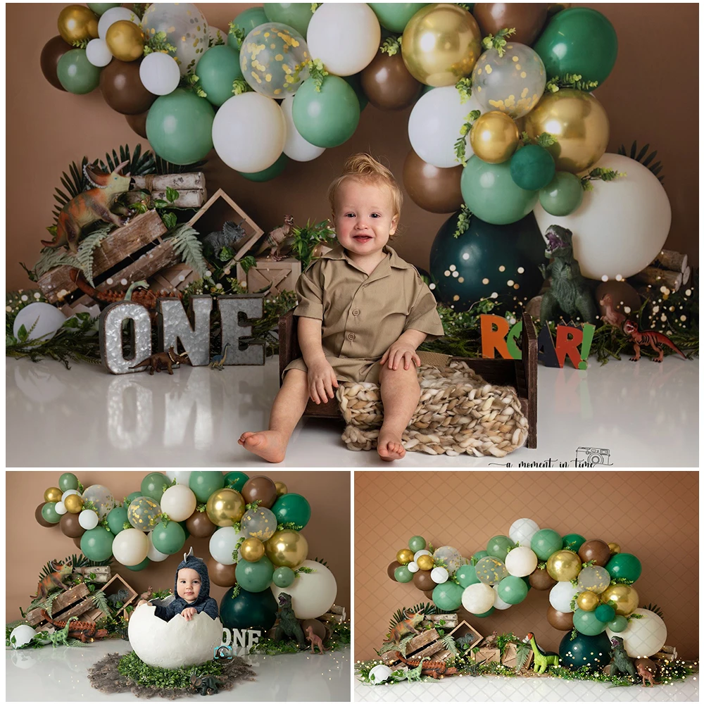 

Dinosaur Land Photography Backdrop Children Birthday Cake Smash Photo Background Jungle Safari Kids Portrait Photo Studio Props