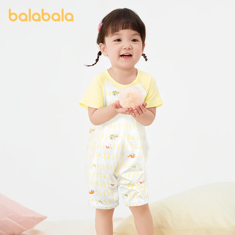 

Balabala Newborn Baby Clothes Baby Rompers Infant Pure Cotton Onesies Short-Sleeved Crawling Suits 2024 Summer New