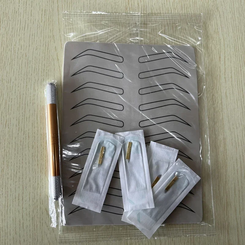 Microblading Tattoo Eyebrow Practice Latex Skin Manual Pen Microblading Needle Permanent Makeup Eyebrow Tattoo Training Set