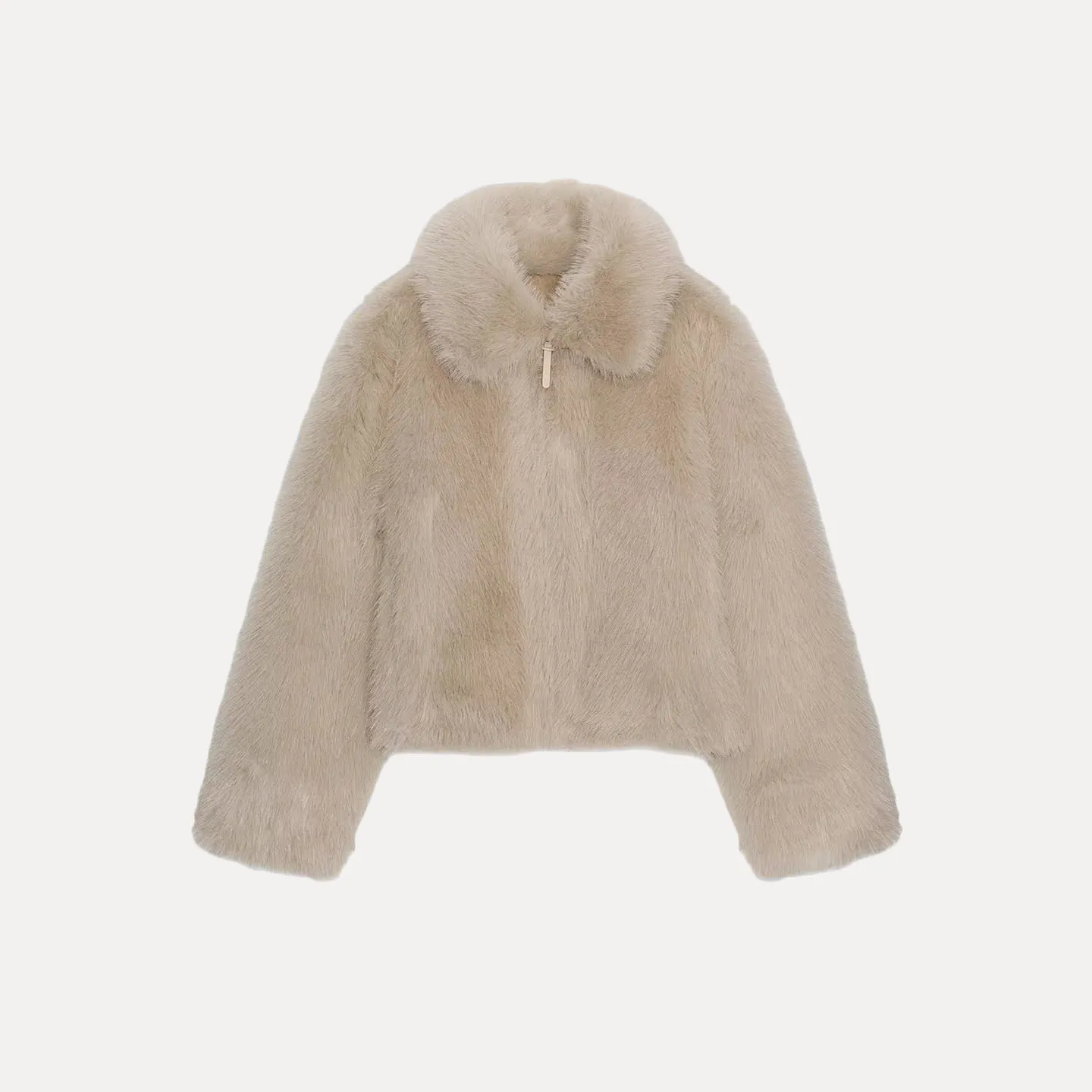 Z المرأة على الوجهين الفراء الاصطناعي Jaet Faionable ملابس خارجية ort معطف طويل Sve سستة إغلاق الخريف 2025