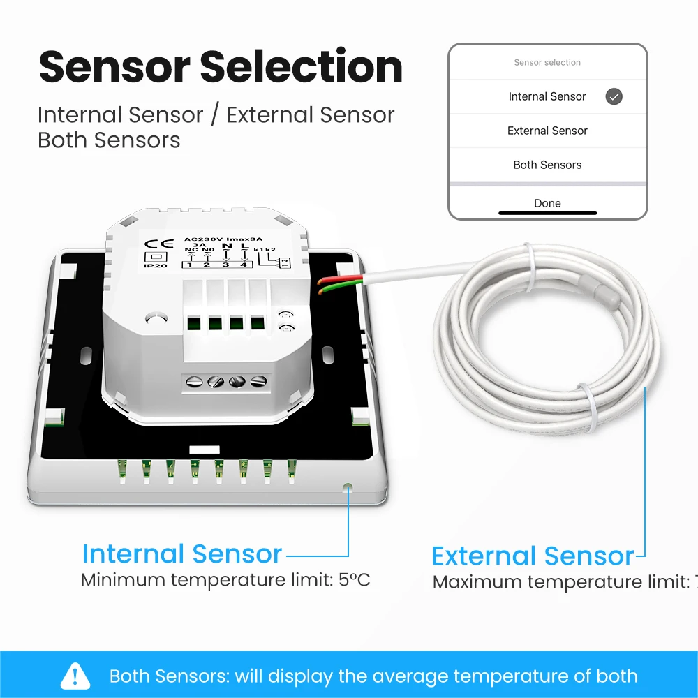 MIUCDA-Tuya WiFi Smart ThermoandreAndrea Remote Control, Chauffage électrique, Eau, Gaz, Bomicrophone, Température, Fonctionne avec Alexa,Google Home