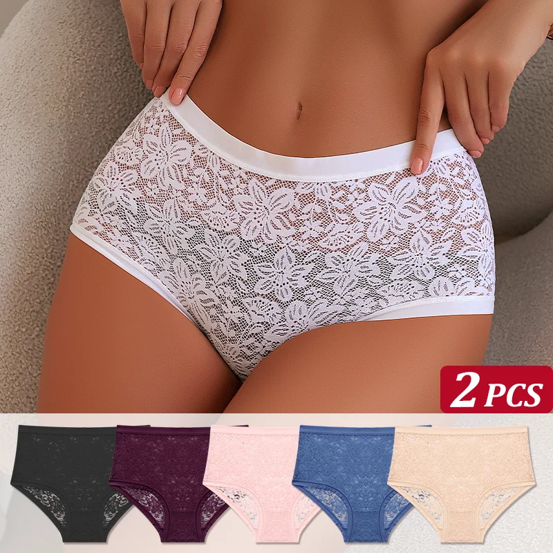 2 Teile/satz Frauen Sexy Spitze Höschen Aushöhlen Floral Damen Briefs Low Taille Solide Komfortable Heißer Verkauf Weibliche Unterhose S-XXL