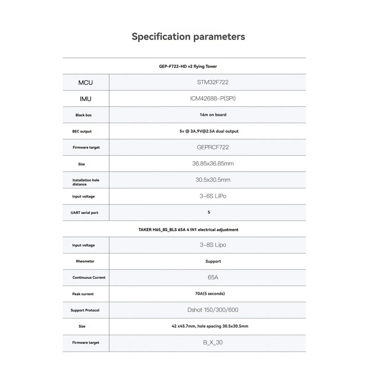 SMIEA لـ GEPRC TAKER F722 V2 FC&ESC FPV Stack BLS 65A 4in1 ESC 3-6S لنموذج طائرة بدون طيار FPV حرة