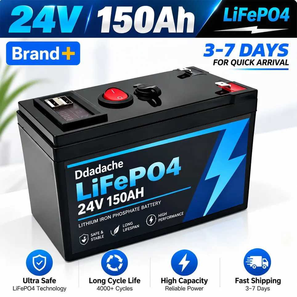 EU-Lager 24V 150Ah LiFePO4-Batterie, 4000+ Tiefzyklus Wiederaufladbare Lithium-Batterie für Solar- und Windenergie, Beleuchtung, Elektrofahrzeuge, kleine USV