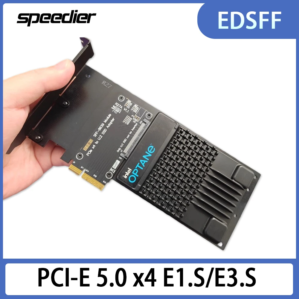 EDSFF PCIe 5.0 X4 To E1.S E3.S SFF-TA-1002 Hard Drive Adapter Card with Bracket U.2 SFF-8639 SSD Gen5 To SFF-TA-1002 128Gbps