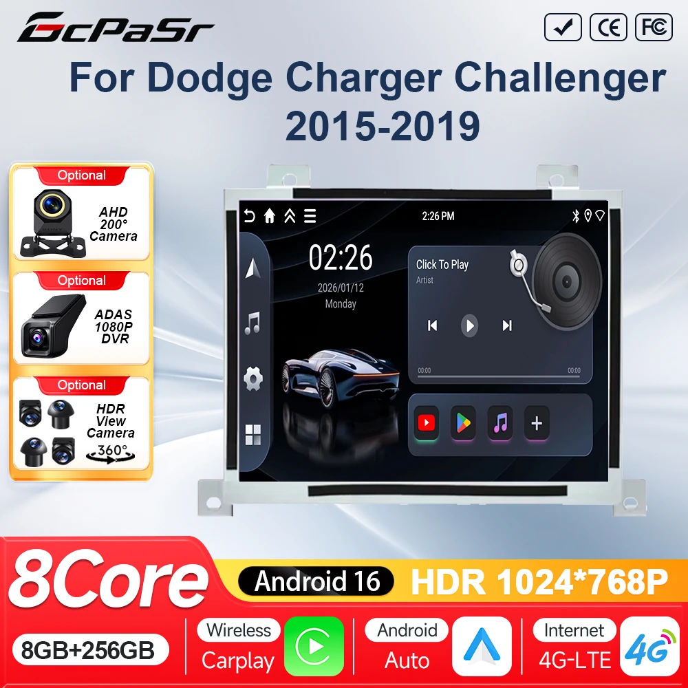 8.4 inch Android 15 Car Radio For Dodge Charger Challenger 2015-2019 Replacement Wireless Carplay Android Auto Headunit Stereo