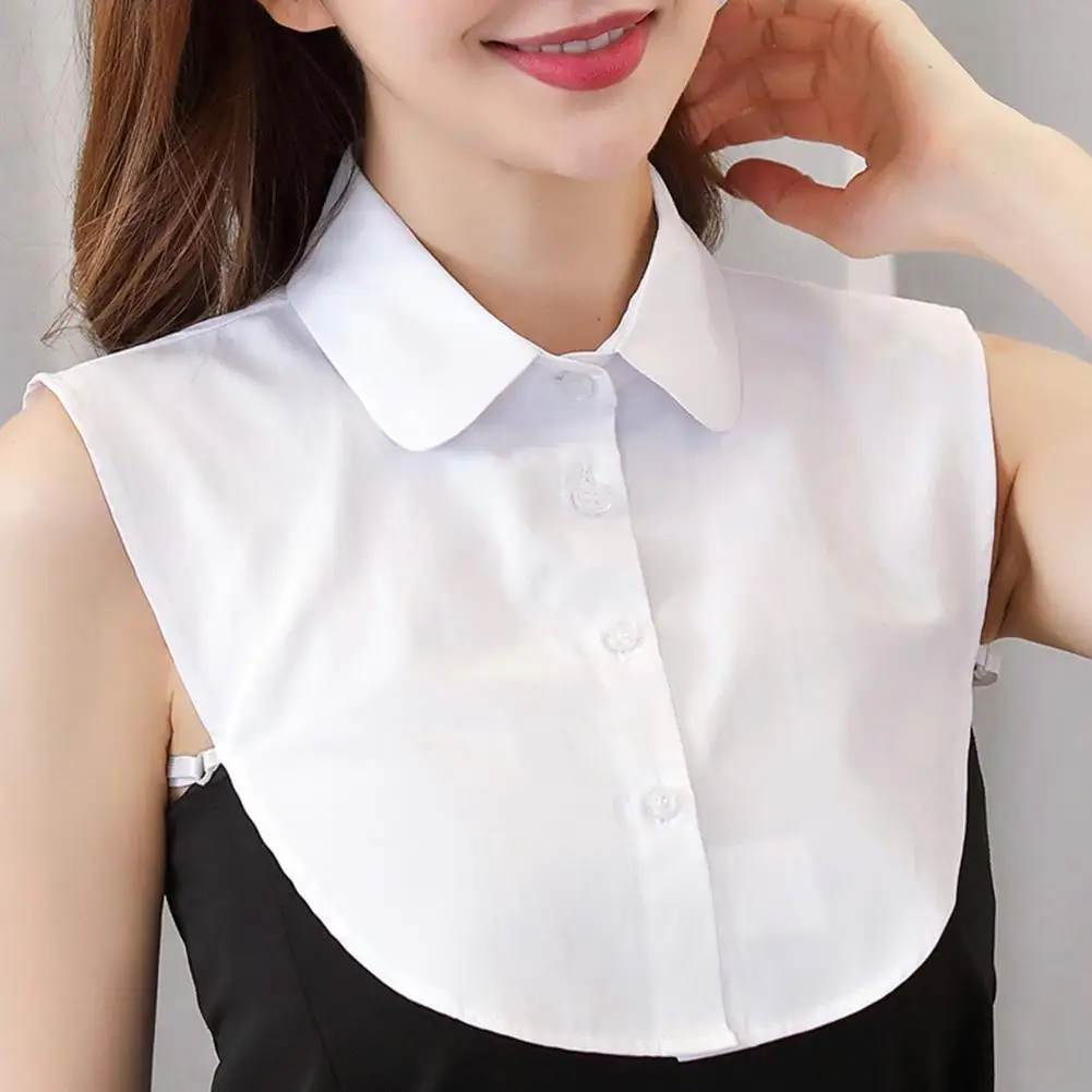 Women Fake Collar Detachable Collar Lapel With Side Strap Single Breasted False Collar Accessory For Women Style Solid Color