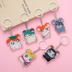 Anime Hamtaro Keychain Cute double sided Acrylic Keychain pendant animation accessories Cartoon Key Ring Gift for Friends