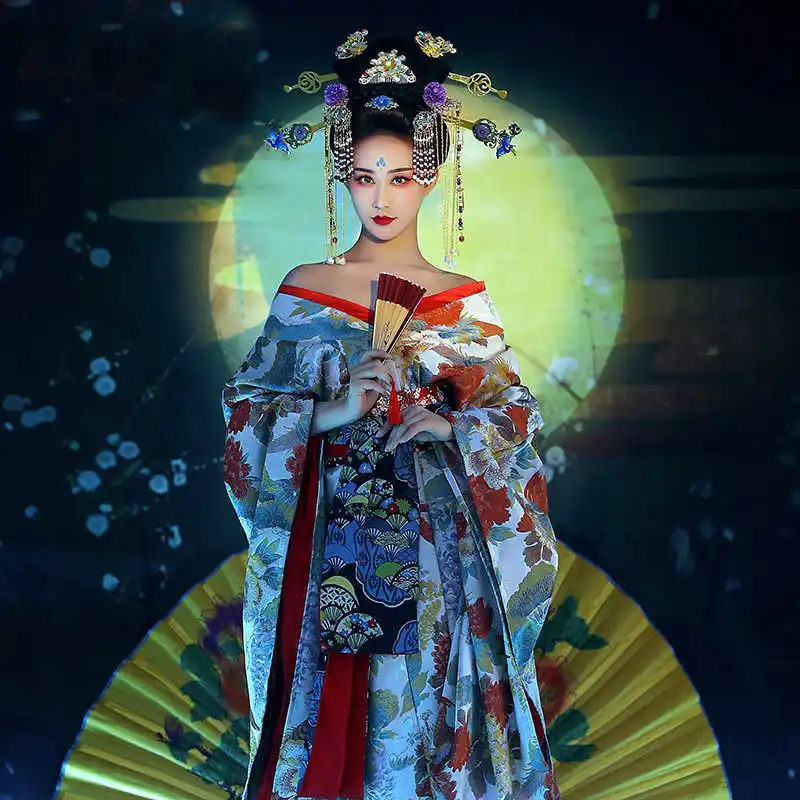 Photography Studio Women Costume Tang Dynasty Yang Gui Fei Dress Japanese Movie Sexy Geisha Kimono Traditional Beautiful Outfit