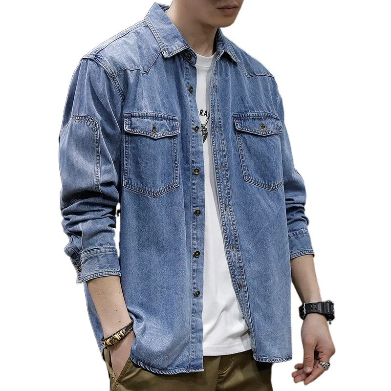 الخريف النمط الأمريكي الرجال قميص جديد الرجال عارضة الربيع والخريف قميص طويل الأكمام #5