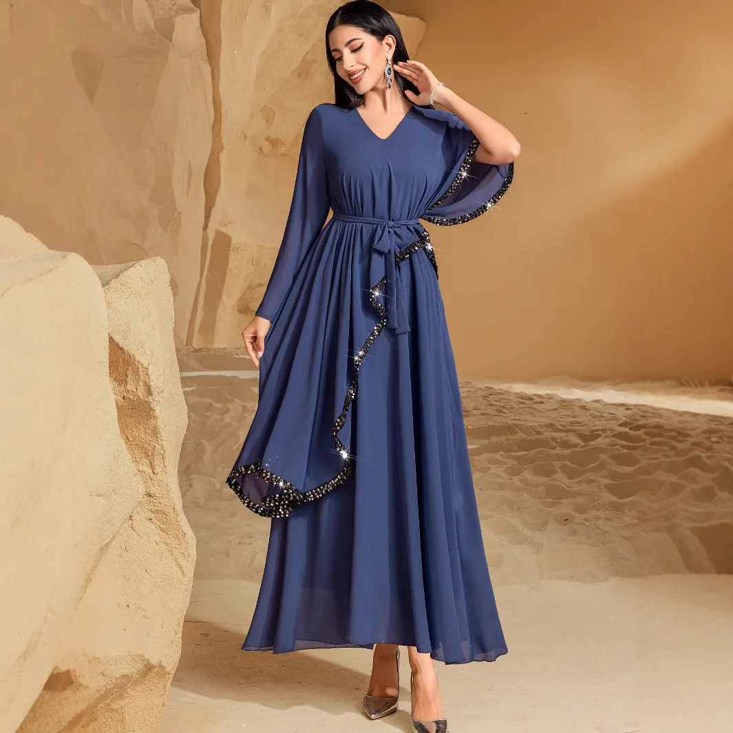 Ba9013 camada dupla chiffon irregular fino branco capa vestido para festa reunião temperamento vestido robe feminino