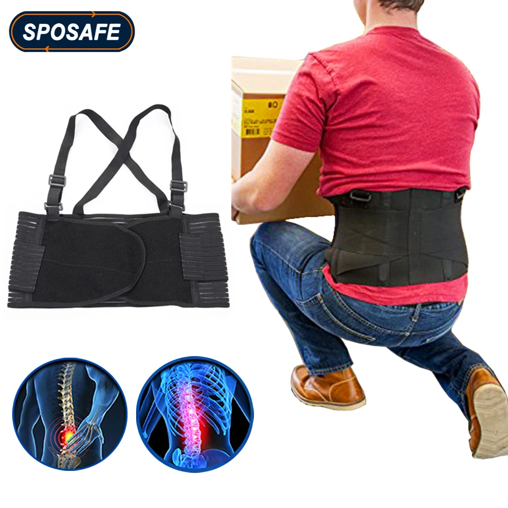 Working Back Brace Removable Suspender Straps Heavy Lifting Safety Back Pain Protection Belt for Men Construction Warehouse Jobs