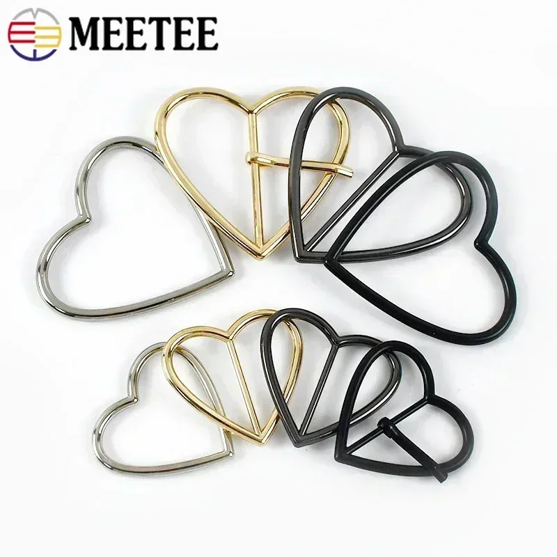 10/20 قطعة Meetee 20-40 مللي متر حلقة معدنية مشبك حزام ضبط المشبك طوق بكلاب حقيبة حزام ثلاثي الإنزلاق المتزلجون شكل قلب خواتم اكسسوارات #2