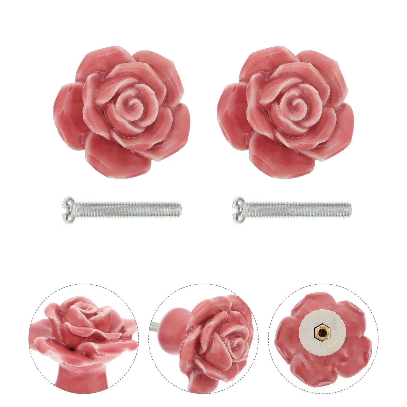 

8Pcs Retro Ceramic Rose Drawer Knobs Pink Vintage Floral Handles for Cabinet Wardrobe Door Pull Handles Door Pull Handle