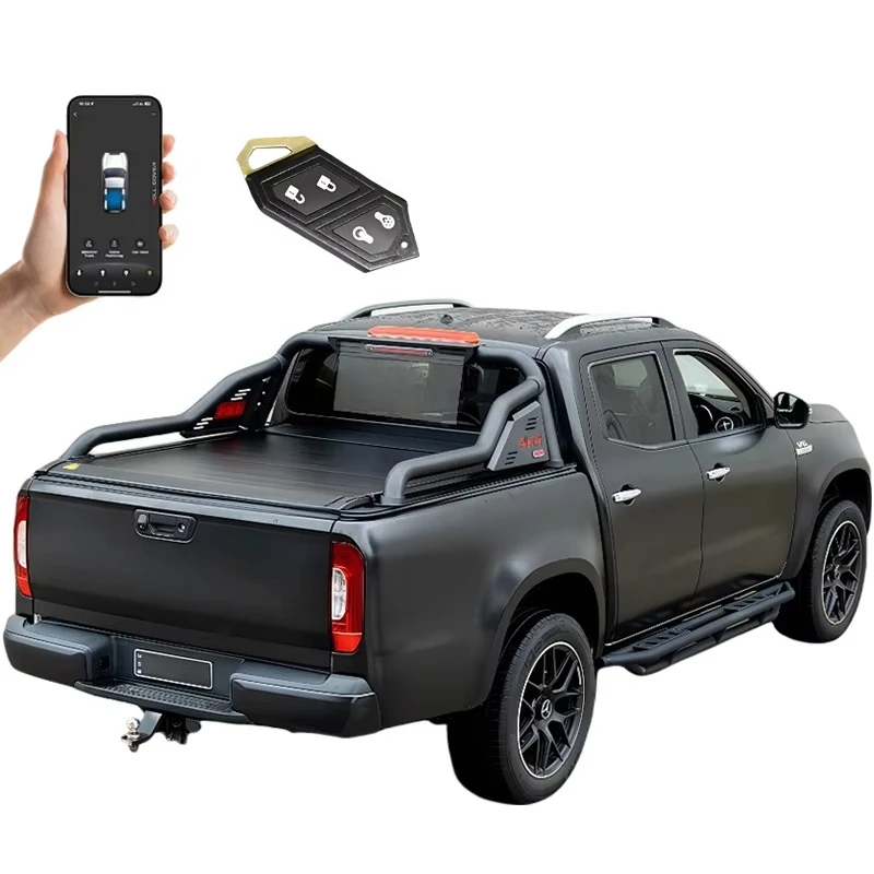 

Крышка Tonneau с электрическим роликом, матовый черный алюминиевый жалюзи, крышка грузовика, ручное управление транспортными средствами