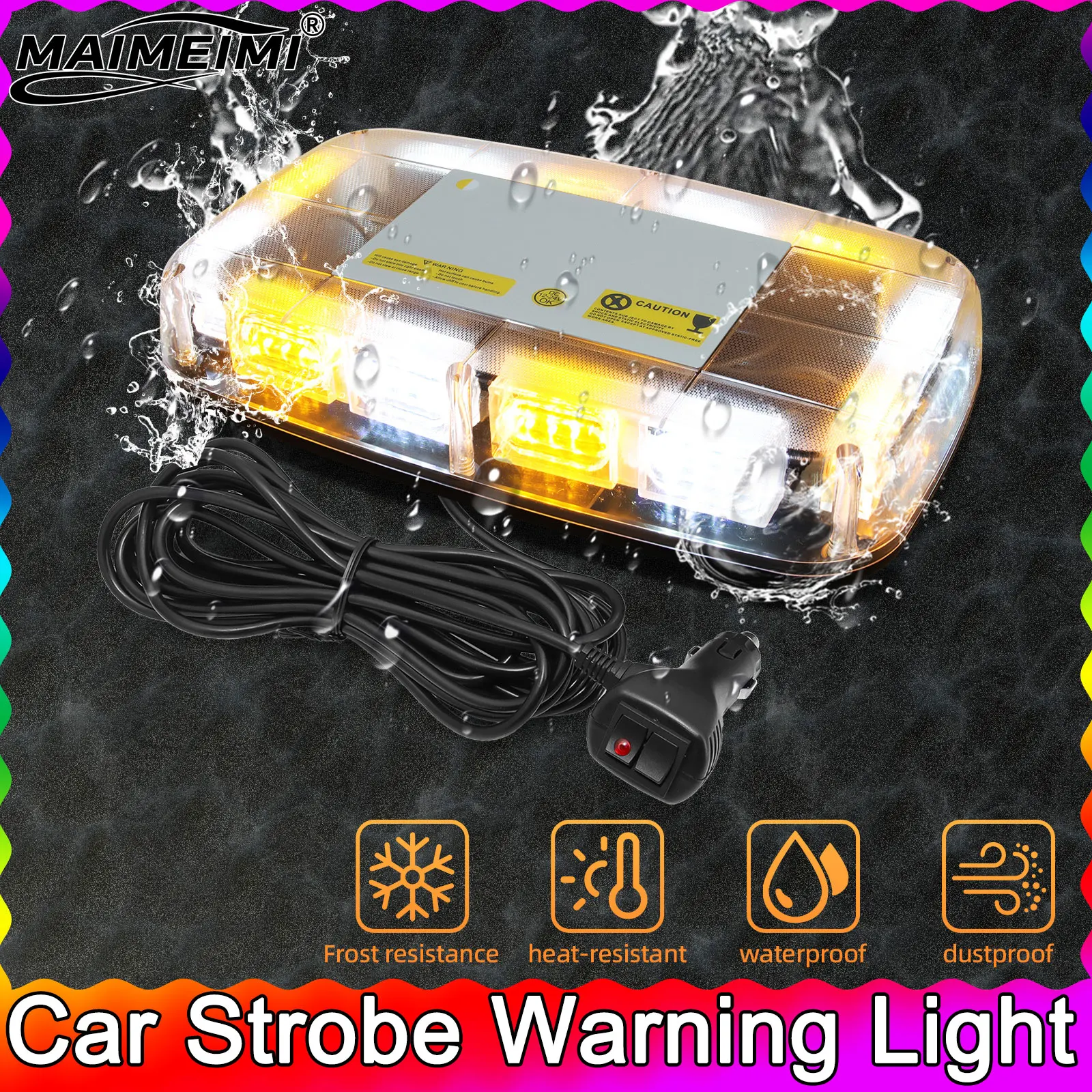 

Car Strobe Warning Light DC12~24V Police Flasher Vehicle Roof Flashing Beacon Emergency Signal Lamp Yellow LED Ceiling Lamp