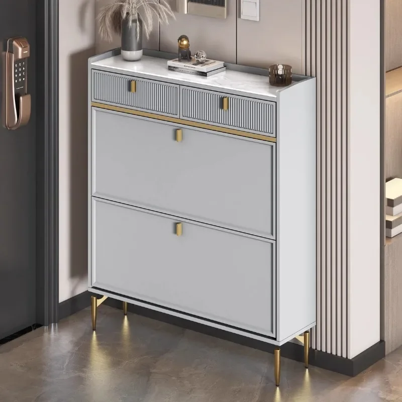 Nordic Closed Clothings Drawer Type Shoes Cabinet Storage Ultra-thin Creamy Household Style Light Luxury Space Saving Furniture