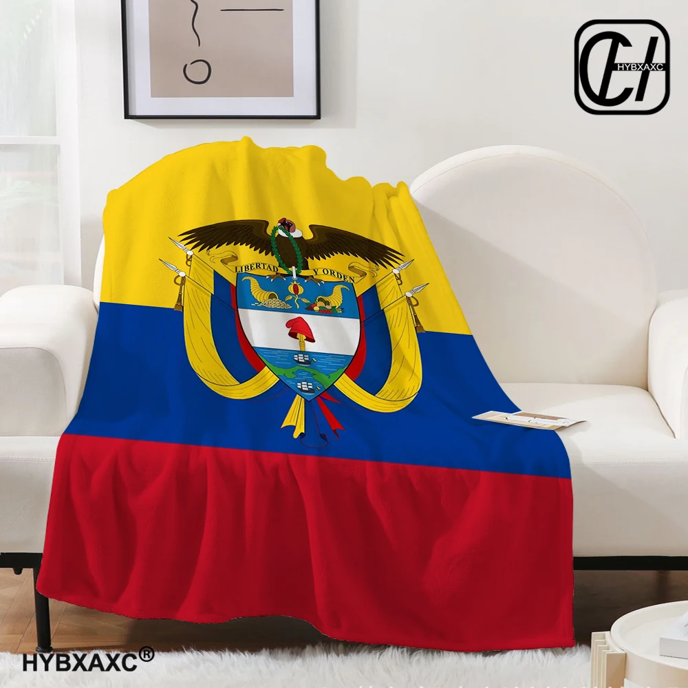 Colombian Flag Blankets Flannel SpringAutumn Tricolore Portable Lightweight Thin Throw Blankets for Sofa Bedroom Bedspread