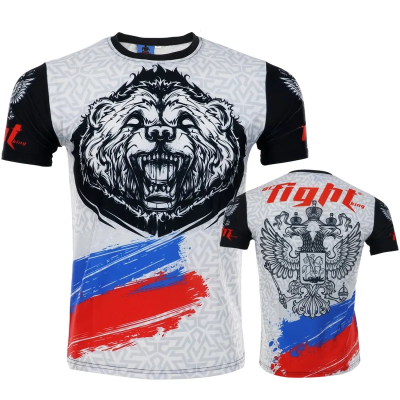 MMA Quick-Drying Outfit T-shirt Fight Sports Muscle Exercise Short Sleeve Running Comprehensive Fighting Training Muay Thai Powd