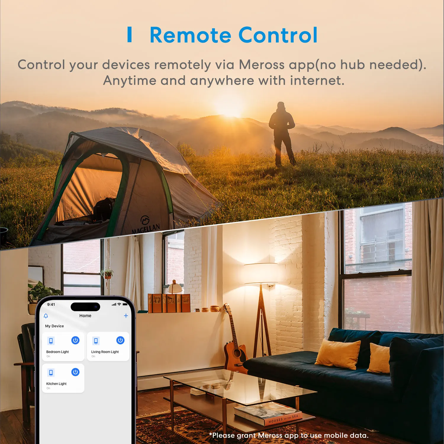 Meross Interruptor Dimmer Inteligente Com Controle Remoto, WiFi Interruptores De Luz De Pólo Único, Lâmpada Regulável, Work HomeKit, Alexa, Google,