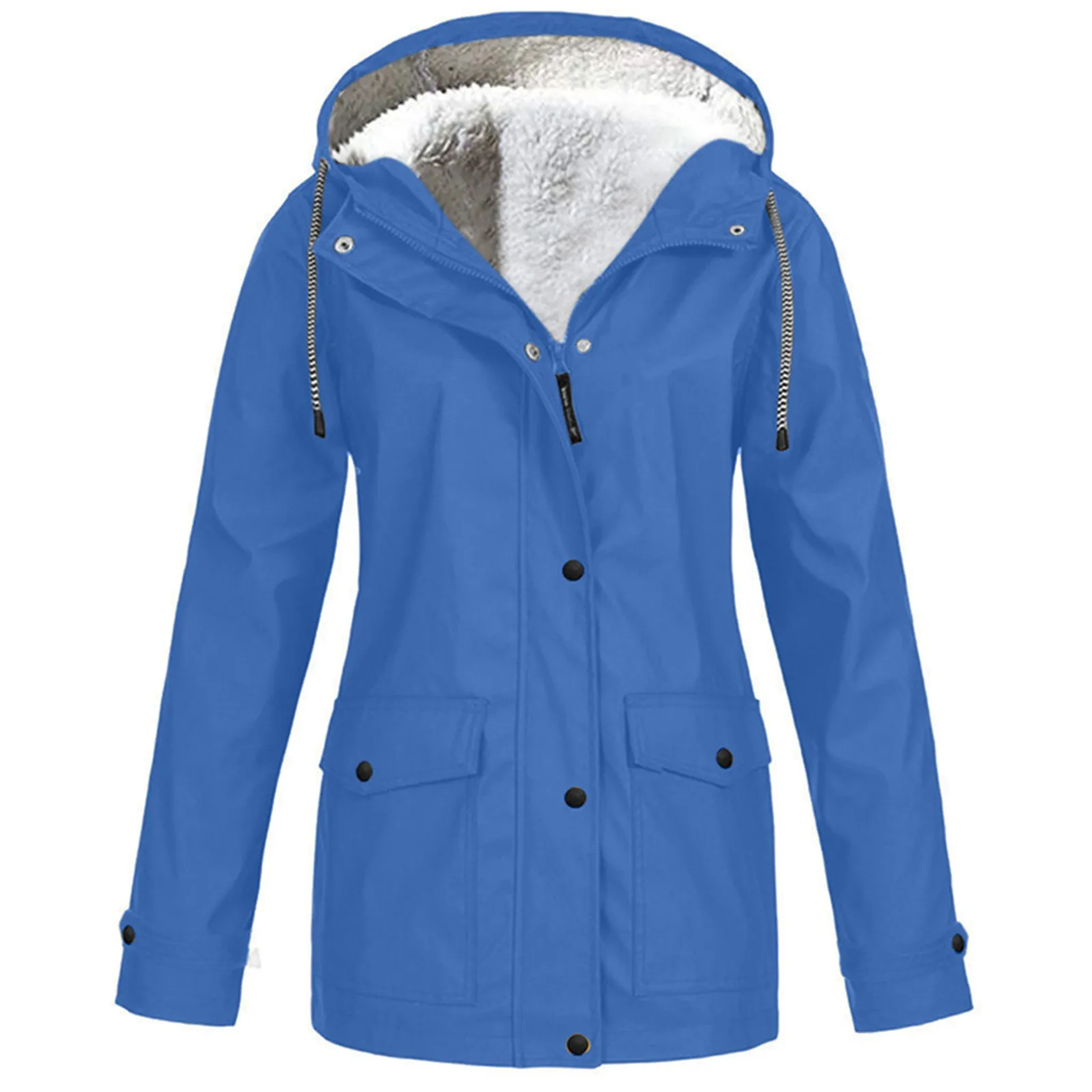 Women Solid Thickening Jacket Outdoor Hooded Raincoat Windproof Coat for Women Swing Jacket Women