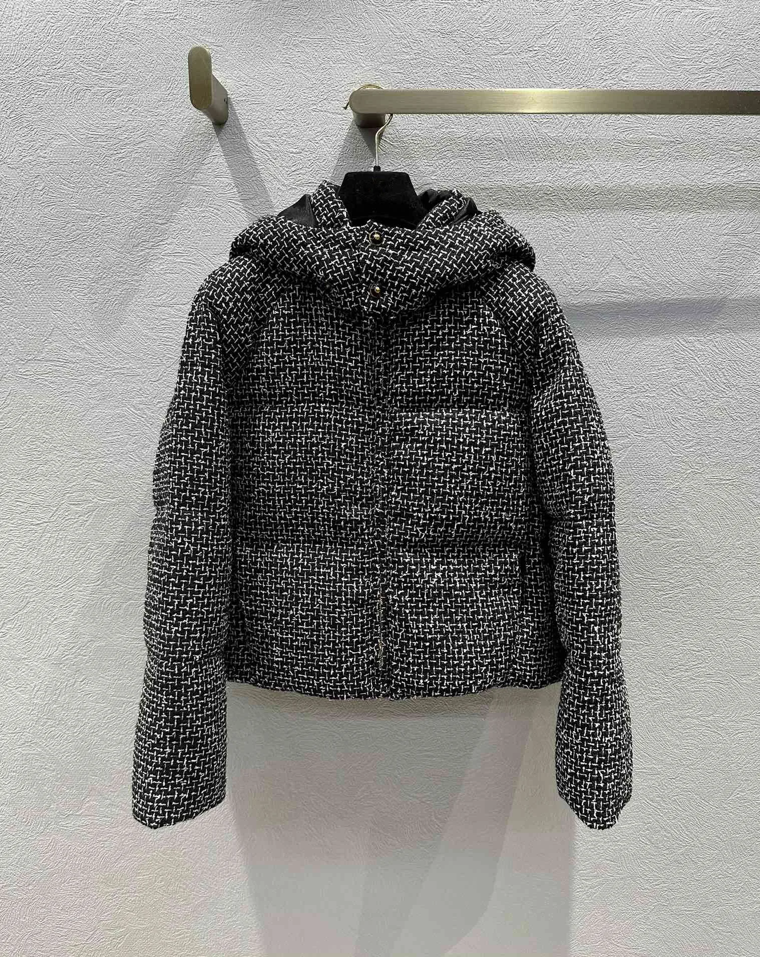 2024 Winter Fashion New Women's ClothingHooded Tweed down Jacket Coat 1019