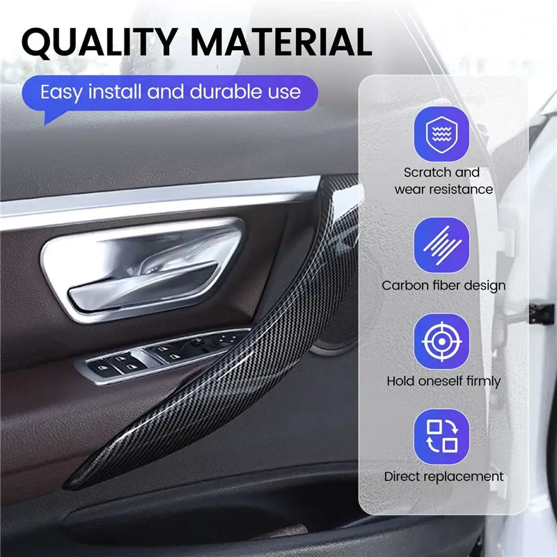 Carbon Look Interior Door Handle Cover Trim For BMW 3 Series F30 F31 2013-2017 GT F34 14-17 & 4 Series 4 Dr F36 15-17