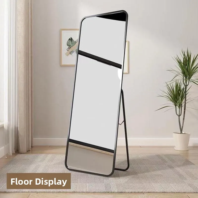 Full-Length Floor Mirror Simple Wall-Mounted Bedroom Women's Style Dressing Room Mirror Home Use Metal Frame Floor Standing M...