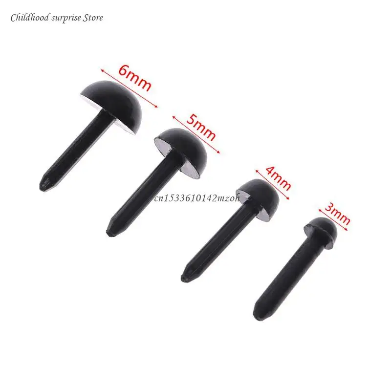 100 Buah 3Mm/4Mm/5Mm/6Mm DIY untuk Boneka Boneka Plastik Pin Hitam Mata Pengaman untuk Han Dropship