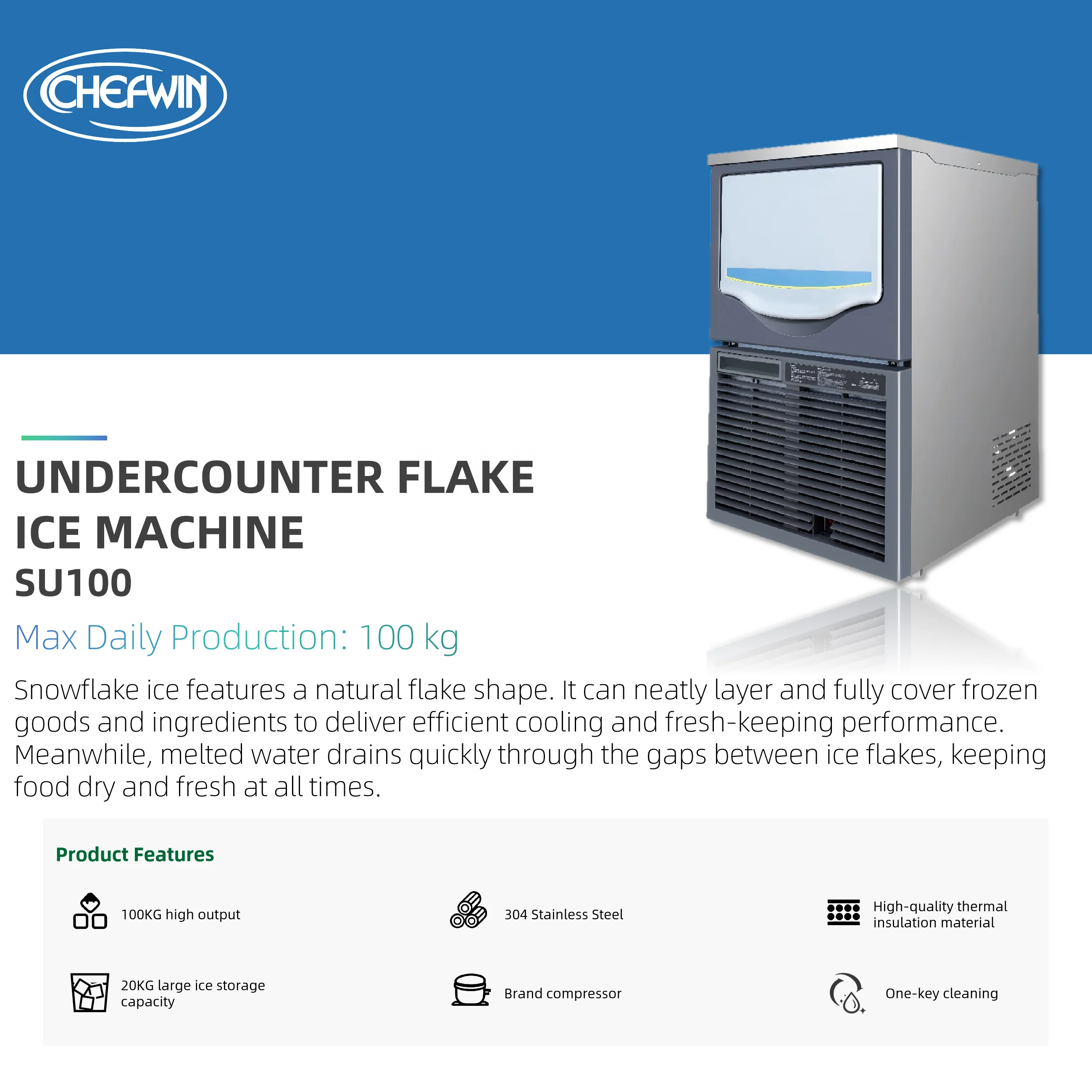 100kg/24H Commercial Undercoun - Commercial Ice Maker 100Kg recension och pris