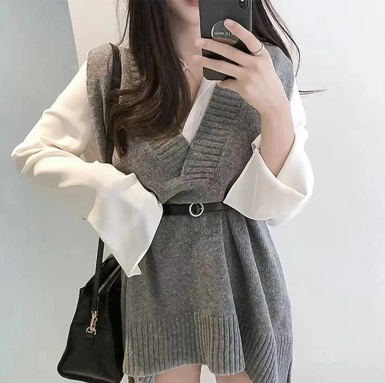 

Korean Chic Versatile Lazy Style Knitted Vest Women's Base Layer Sweater Vest Autumn Winter