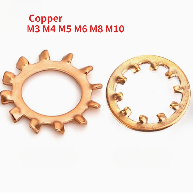 

50/100/200pcs External Tooth Star Lock Washers M3 M4 M5 M6 M8 M10 Brass Copper Internal Serrated Lock Washer Lock Gasket