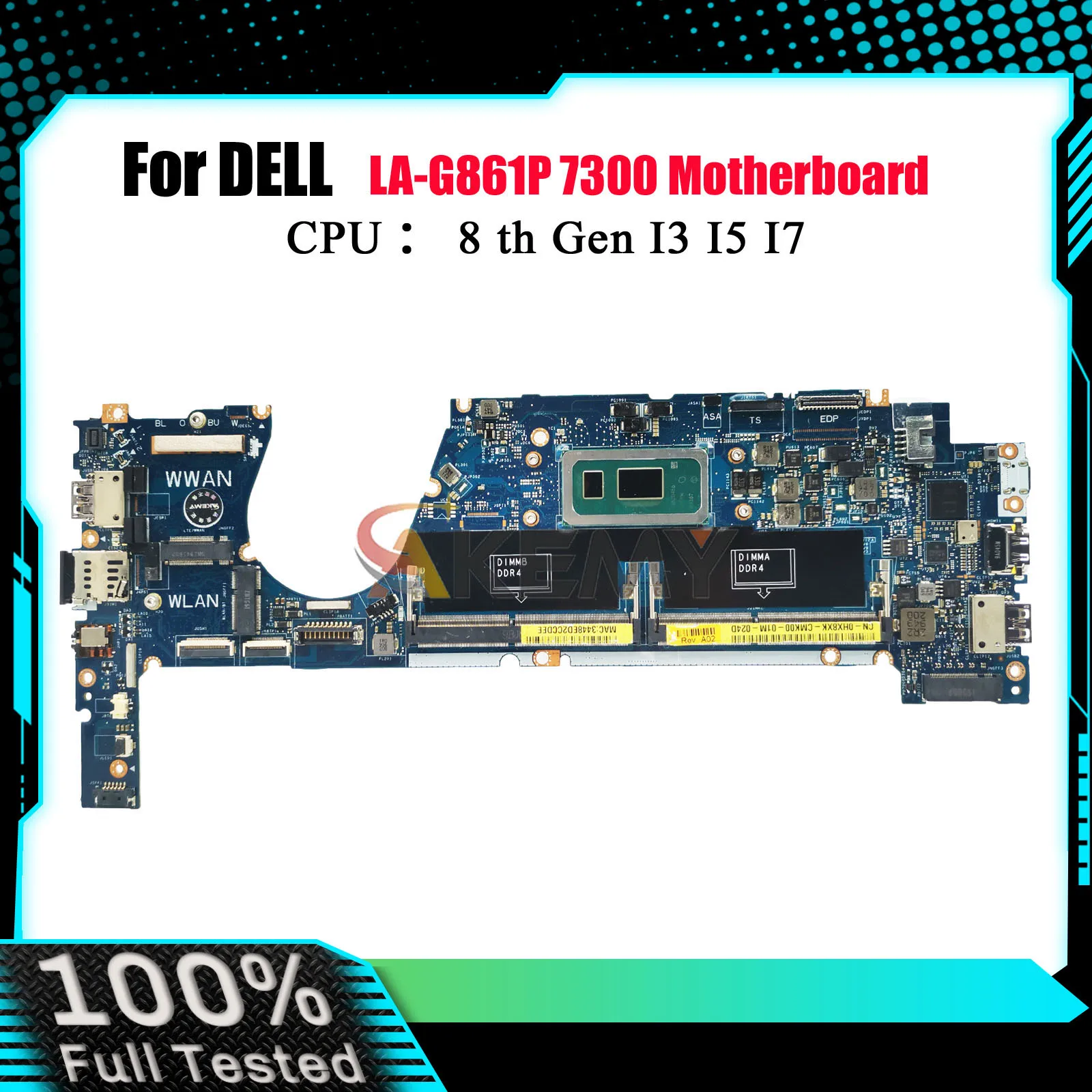 

Материнская плата для ноутбука Dell Latitude 7370 LA-G861P EDC30, материнская плата для ноутбука 09XFPT 0HX8XK 0TCDGC CPU i5 i7 8-го поколения, протестировано нормально