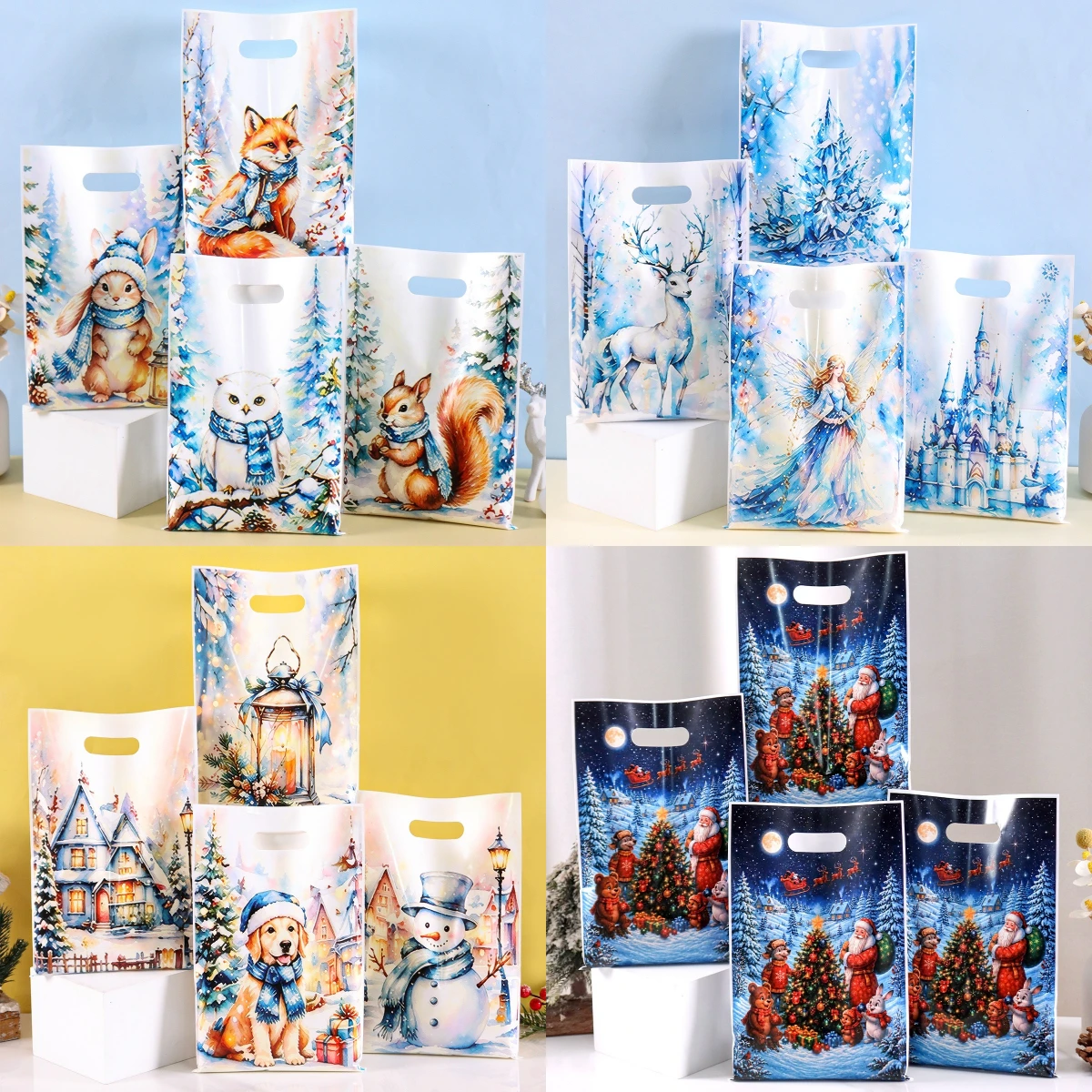 10/20/50pcs Christmas Gift Bags Santa Snowman Gift Packaging Bags New Year Eve Navidad Natal Christmas Decor for Home 2026