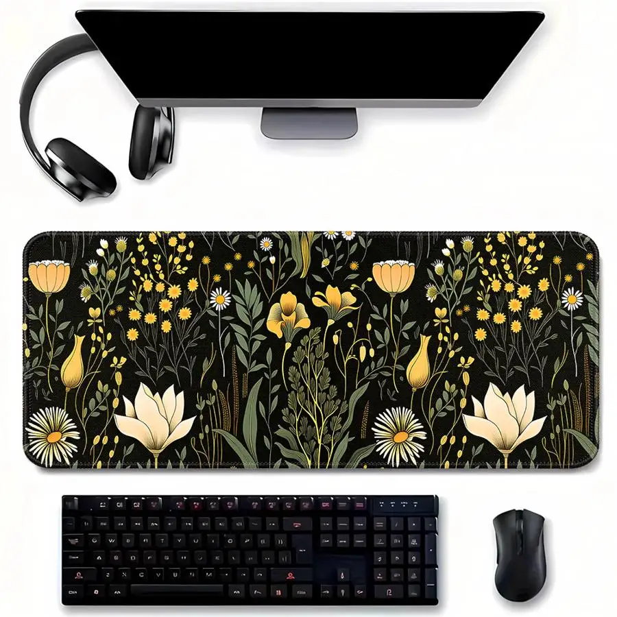 Anti slip Mouse Pad Computer Laptop Pad Game Console Pad office Pad Keyboard Mouse Pad Desk accessories Vintage Dark Floral
