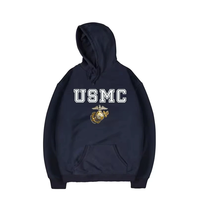 USMC Hoodie Men Women United States Marine Corps Logo Print Pullover US MC Cool Hoodie Sweatshirt With Hat Kawaii Kids Pullovers