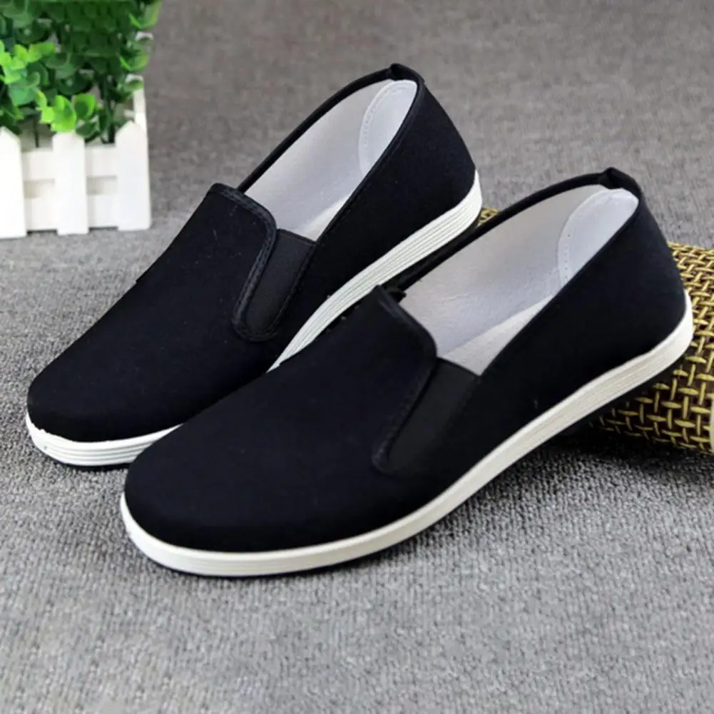 Rubber Sole Men Shoes Men's Traditional Chinese Kung Fu Cotton Cloth Shoes for Tai-chi Martial Arts Training for Morning