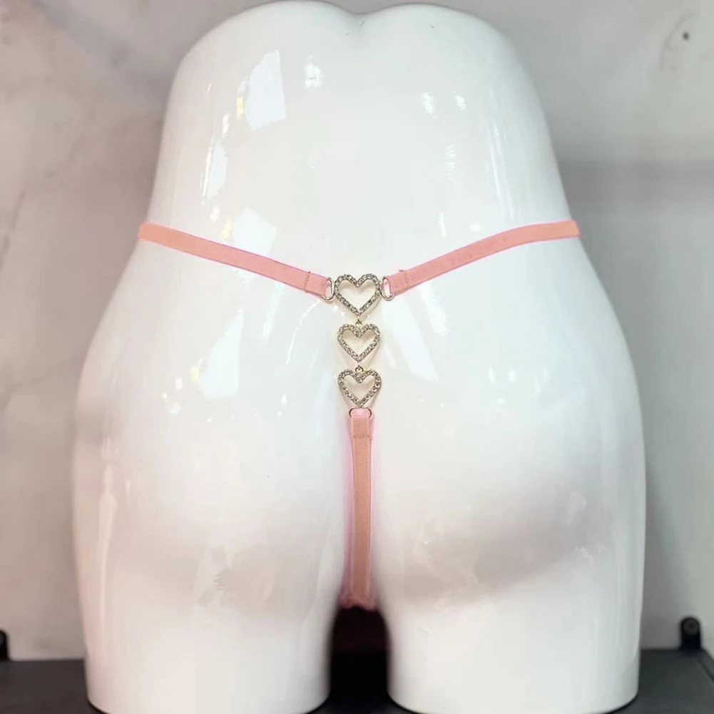 إمرأة جديد مثير الدانتيل ثونغ انظر من خلال جوفاء الملابس الداخلية رقيقة على شكل قلب سلسلة معدنية T السراويل تنفس ملخصات سريعة الجافة سراويل #5