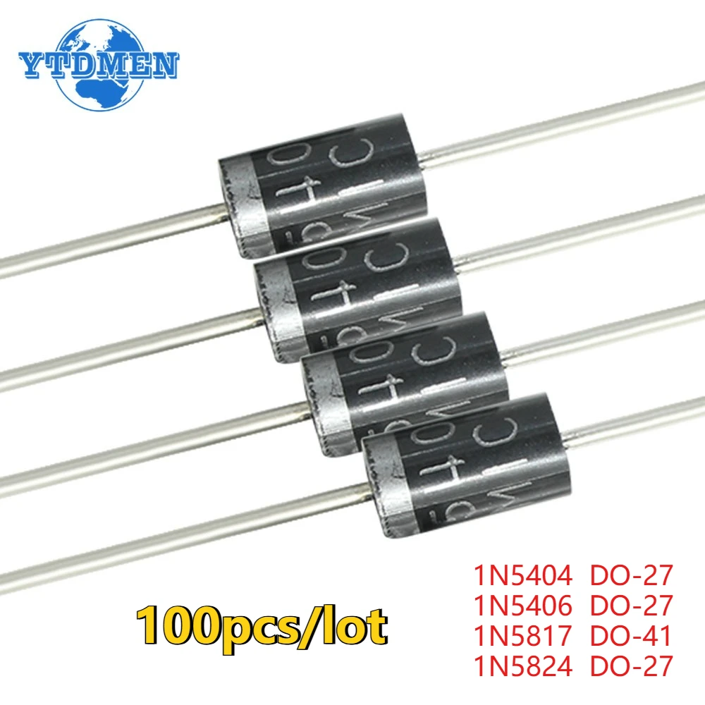 100 Stück Schottky-Gleichrichterdiode 1N5404 1N5406 1N5817 1N5824 DO-41/DO-27 Schottky-Dioden-Kit Elektronische Komponenten