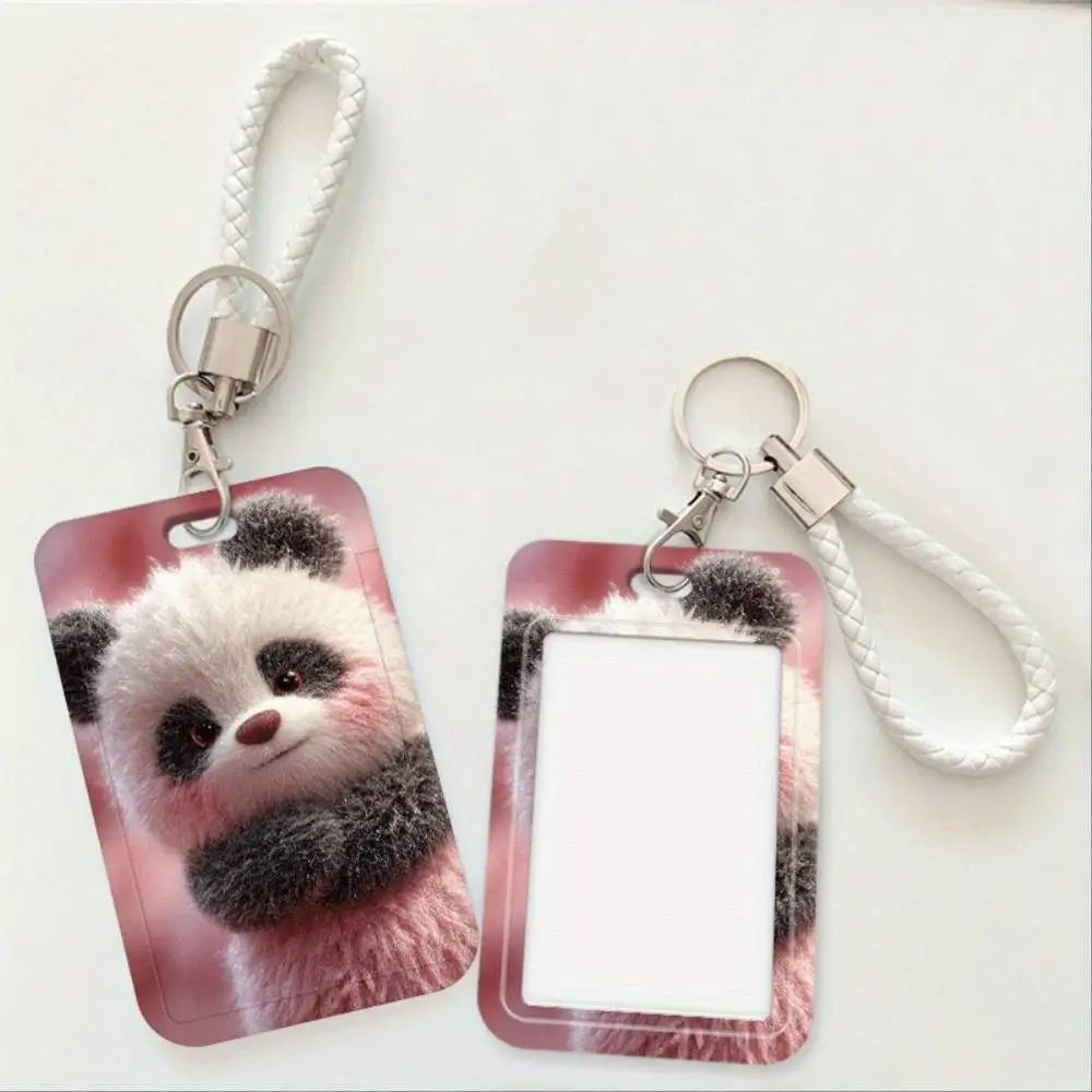 Cute Fluffy Panda ID Card Holder Plastic Badge Case Holds 2 Cards For Doctor Nurse Student Staff ID Bank Access Card